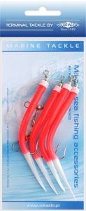 Mikado zestaw morski - gummi makk rig - hak 4x2/0 (red)