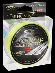 Plecionka Nihonto Octa Braid Fluo 150m żółta ośmiosplotowa.