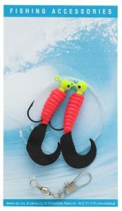 Mikado zestaw morski - pilk twist jighead rig 5.5 cm - 2x3 g (red/black)